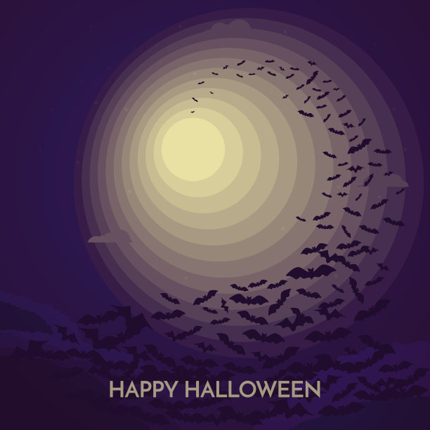 万圣节快乐的横幅上有蝙蝠图片下载