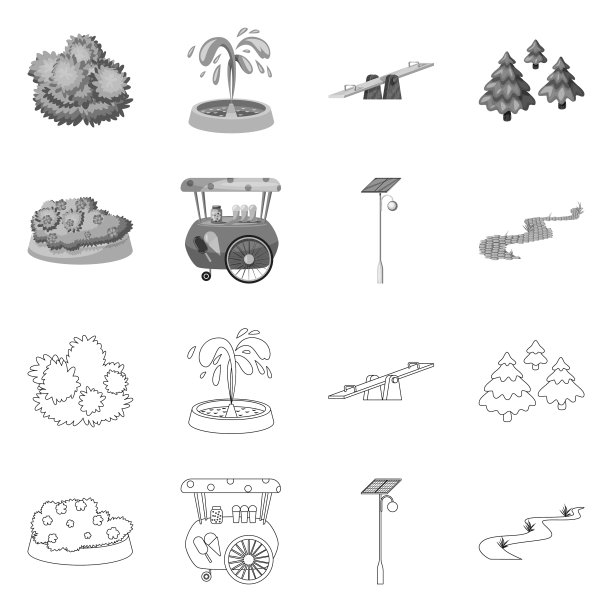 孤立对象城市和街道图标集图片下载