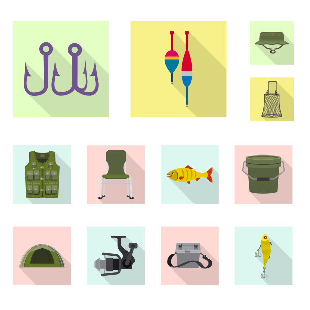 设计鱼和钓鱼标志集合图片下载