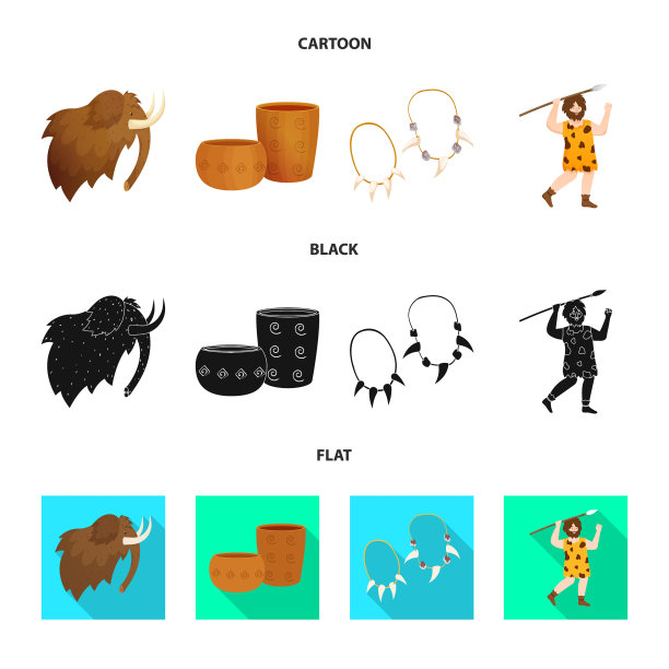 设计进化和新石器时代图标集图片下载