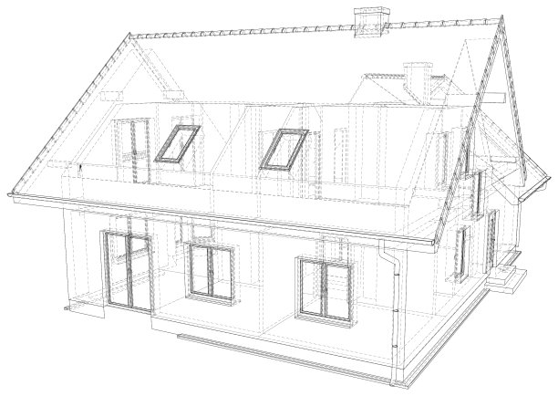 素描房子在白色背景eps图片下载