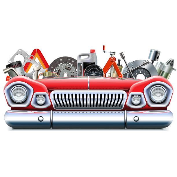 带有汽车前端的汽车零件图片下载