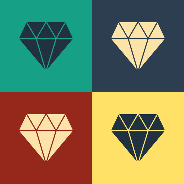 彩色钻石图标孤立的颜色背景图片下载