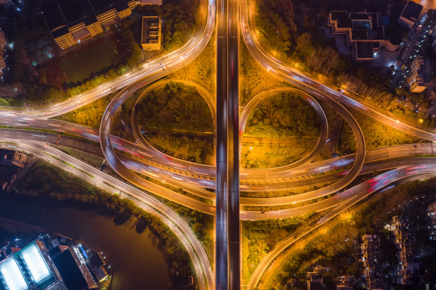 上海立交桥的鸟瞰图图片下载