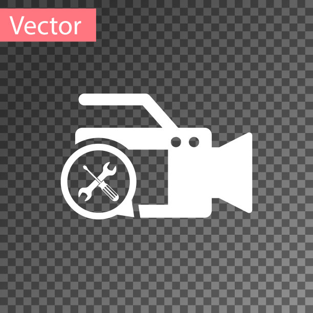 白色摄像机，带螺丝刀和扳手图片下载