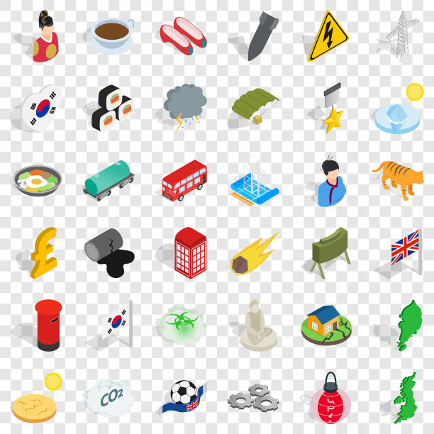 建筑图标设置为等距风格图片下载