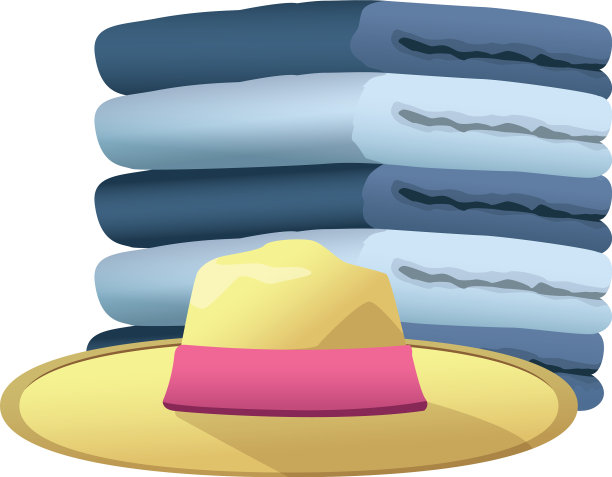 夏天的帽子和毛巾堆在一起图片下载