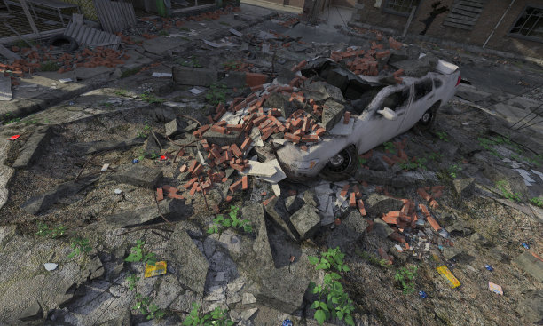 后世界末日城市景观3d插图顶视图图片下载