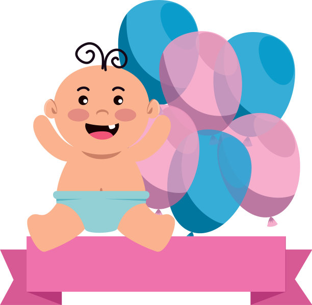 婴儿淋浴卡，还有新生儿和气球图片下载