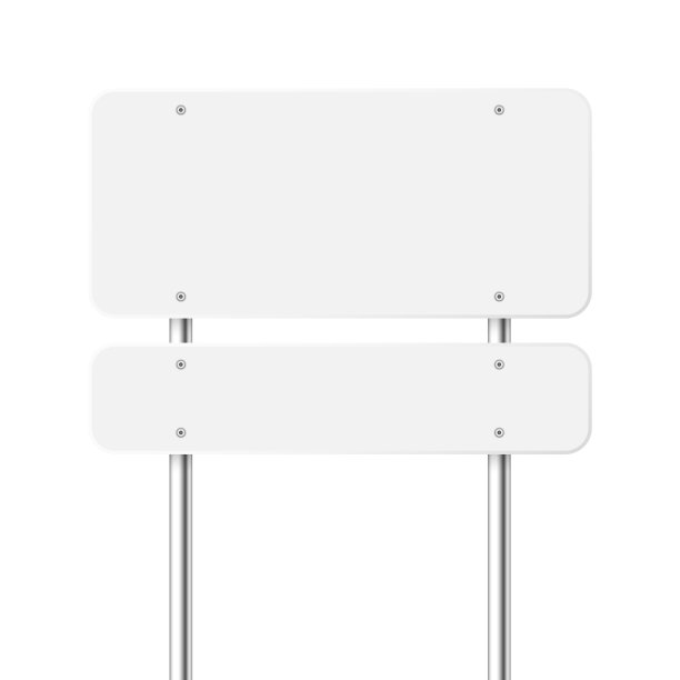 路,交通标志。高速公路广告牌上的铬金属杆。有文字位置的空白白板。方向指示牌和寻路器。信息模型。矢量插图。图片下载