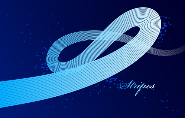 优雅的蓝色线条向量二维抽象背景，三维动态曲线条纹运动美丽的设计元素，模板横幅或海报等广告。图片下载