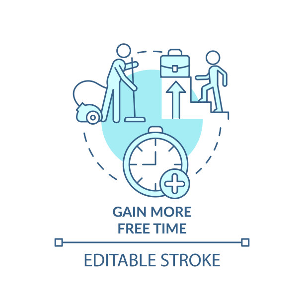 获得更多自由时间蓝绿色概念图标图片下载