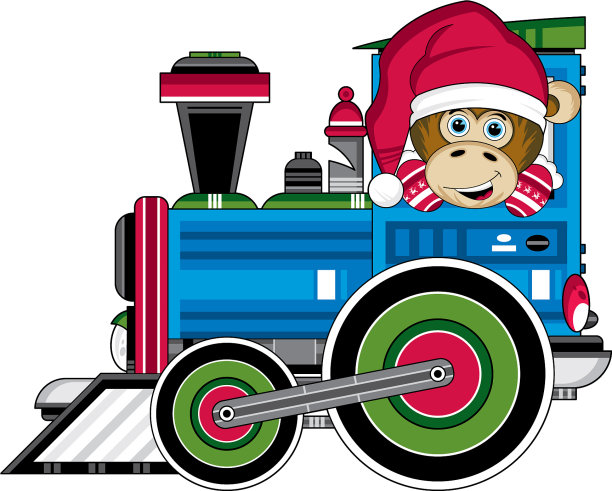 火车和圣诞猴子图片下载