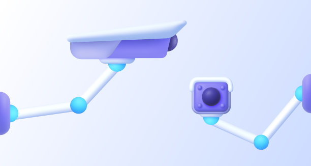 现代风格的白色背景三维监控摄像头。现代3d监控摄像头，任何用途的伟大设计。数字安全概念。3 d矢量图图片下载