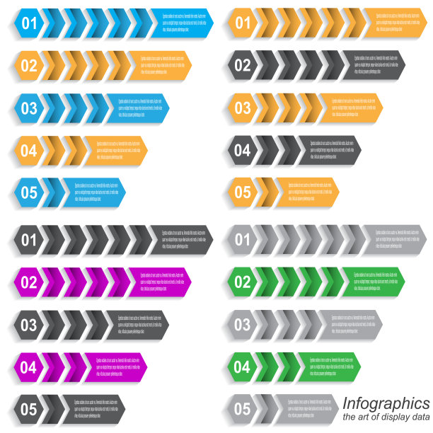 收集信息图表设计模板。显示信息、排名和统计的想法。图片下载