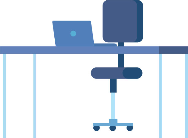 办公桌配有笔记本电脑和椅子办公设备图片下载