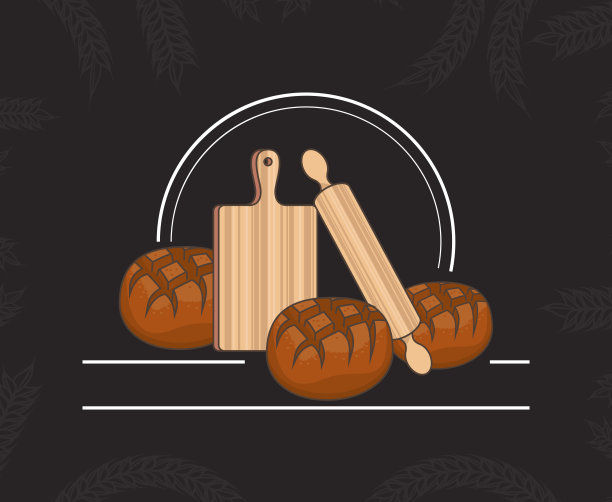 面包和木制器皿图片下载