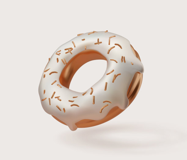 3d现实金色甜甜圈与银色糖衣和金色洒矢量插图。黄金三维现实横幅模板图片下载