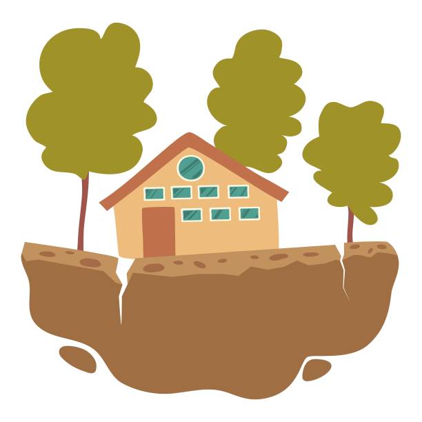 家地震图标卡通矢量。房子的灾难图片下载