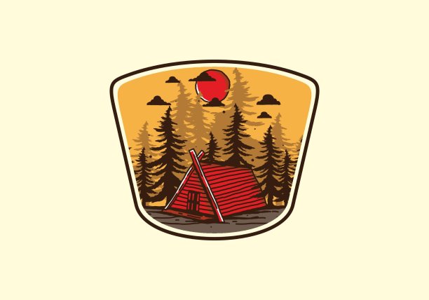 丛林中的木屋插图画图片下载