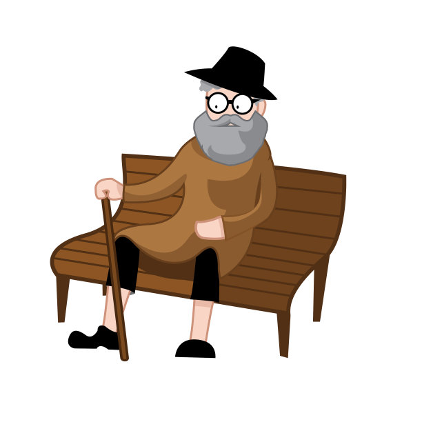 坐在长凳上的老年人图片下载