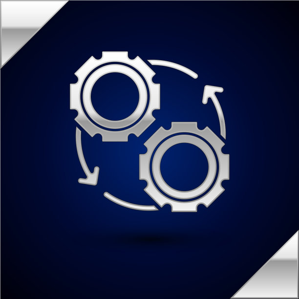 银齿轮和箭头作为工作流过程的概念图片下载