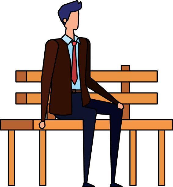 优雅的商人坐在公园的椅子上图片下载