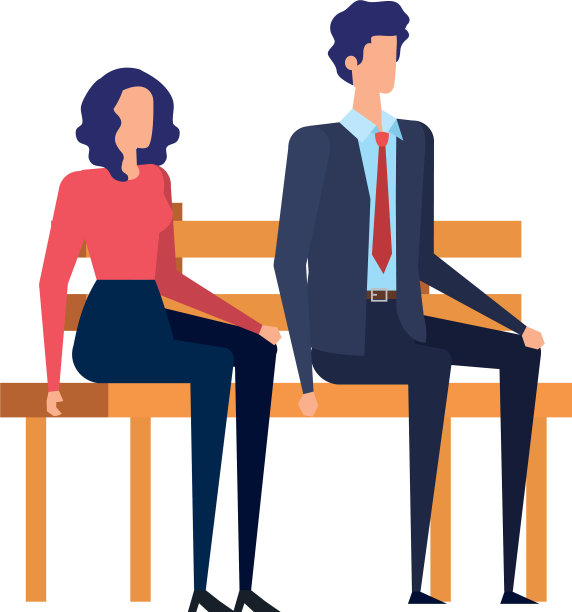 优雅的商务夫妇坐在公园的椅子上图片下载