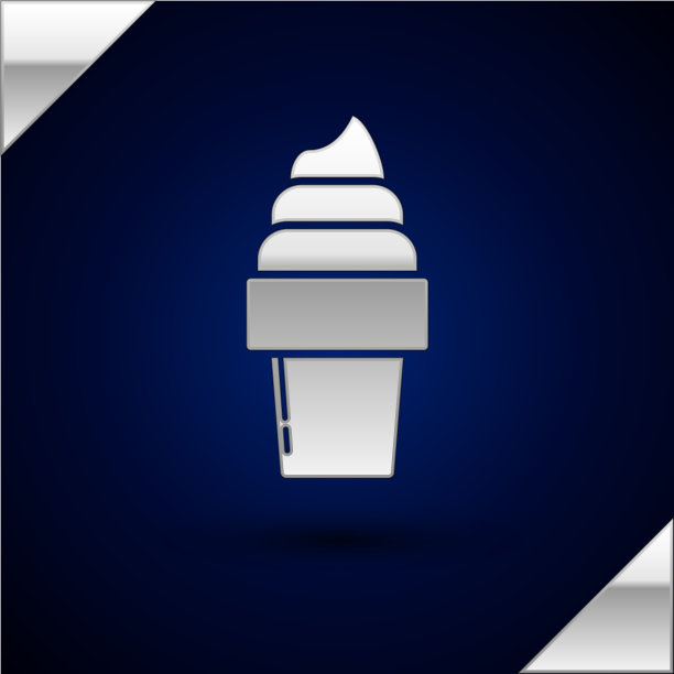 银色冰淇淋在华夫筒图标孤立上图片下载