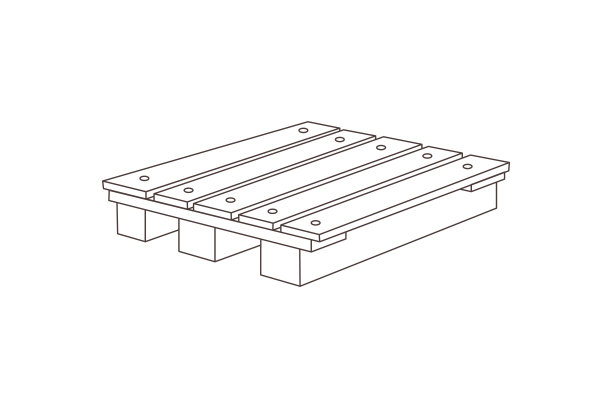木材托盘的轮廓图标，正面和角度的观点，矢量插图孤立在白色背景。图片下载