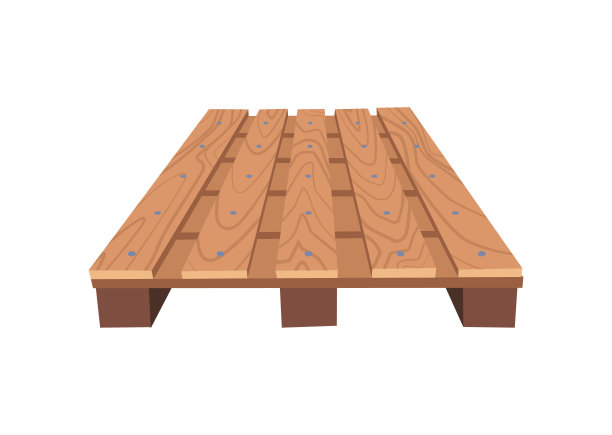 卡通木制托盘或板条箱的存储和运输的货物，平面矢量插图孤立在白色背景。图片下载