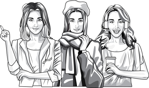 流行艺术时尚和美女卡通中图片下载