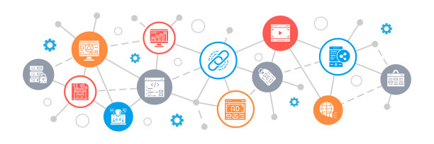 SEO概念网页图标横幅。书签，托管，超链接，广告，数据传输平面插图。图片下载
