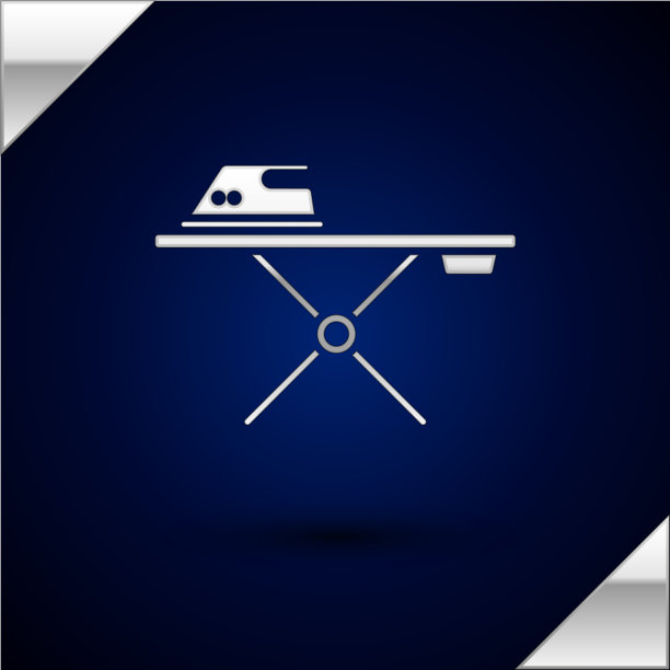 银色电熨斗和熨衣板图标图片下载