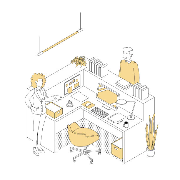 办公室内部与人等距图片下载