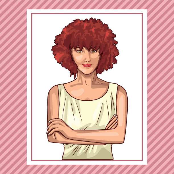 波普艺术美丽的女人微笑卡通图片下载