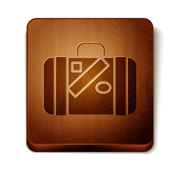 棕色手提箱旅行和贴纸图标图片下载