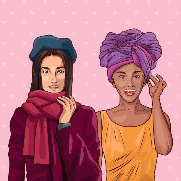 流行艺术时尚和美女卡通图片下载