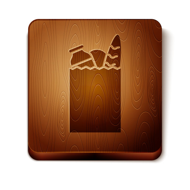 牛皮纸购物袋和食品图标隔离图片下载