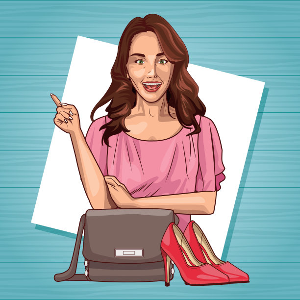 波普艺术美丽的女人微笑卡通图片下载