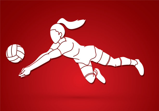 女子排球运动员动作卡通图形图片下载