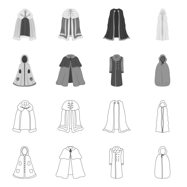 孤立的对象材料和服装图标集图片下载