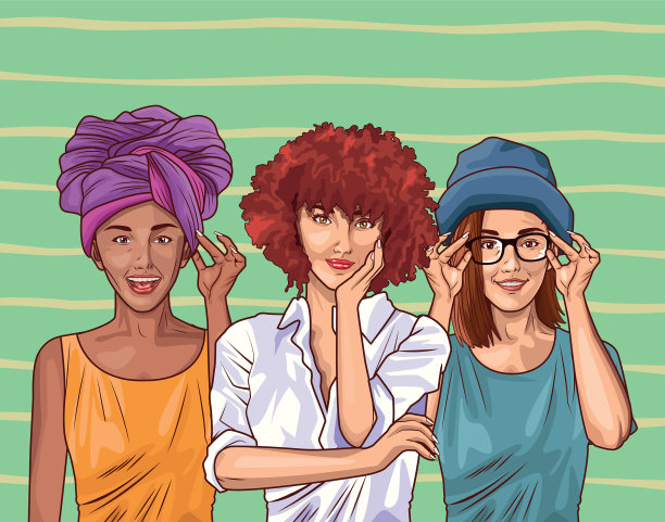 流行艺术时尚和美女卡通图片下载