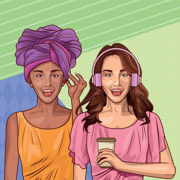 流行艺术时尚和美女卡通图片下载