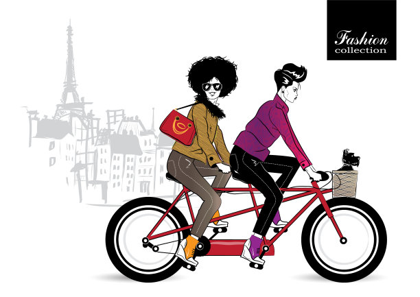 时尚女孩在素描风格的白色背景图片下载