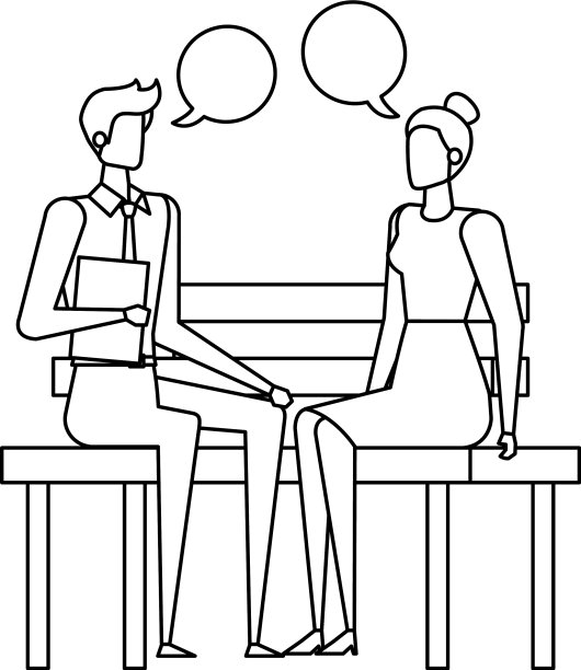 商务夫妇坐在公园的椅子上图片下载