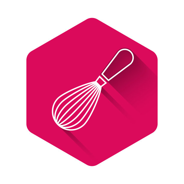 白色厨房搅拌器图标孤立与长阴影图片下载