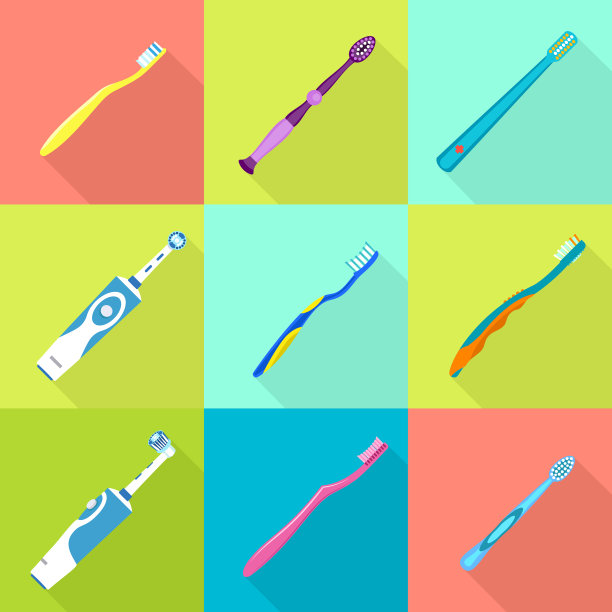 牙刷图标设置平坦的风格图片下载