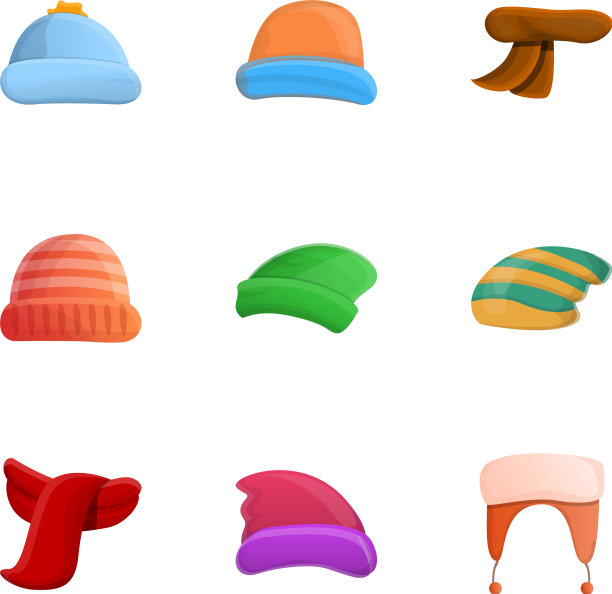 冬季服饰配饰图标集卡通风格图片下载