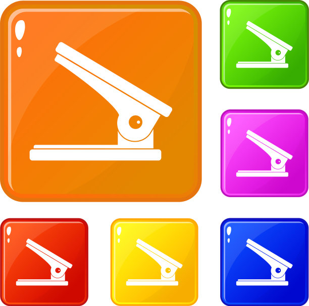 办公室纸张打孔器图标设置颜色图片下载